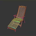 Wooden Lounge Chair With Slatted Backrest And Comfortable Footrest Design