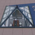 Elegant Villa Balcony With Glass Skylight And Horse Painting On Wall
