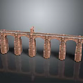 Red Brick Viaduct Model With Multiple Arches Piers And Reflections Below