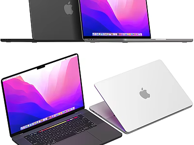 Apple Laptop With Vibrant Screen Display Open And Closed Sleek Design 3d model