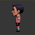 Cartoon Style Man With Purple Hair Pink Vest Number 7 Black Shorts Arms Outstretched
