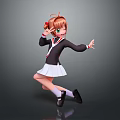 Anime Style Game Movie Character With Brown Short Hair Green Eyes And Dynamic Dancing Pose