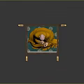 Game Movie Monk Character In Yellow Robe Sitting On Wooden Chair With Prayer Beads
