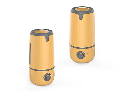 Yellow Humidifiers in Two Different Sizes with Modern Portable Design as Daily Use Electrical Appliances 3d model