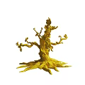 Artistic Yellow Tree Sculpture Featuring Intricate Branches And Roots Design