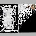 Black And White Cowhide Square Rugs With Patchwork Design For Home Decor 3d model