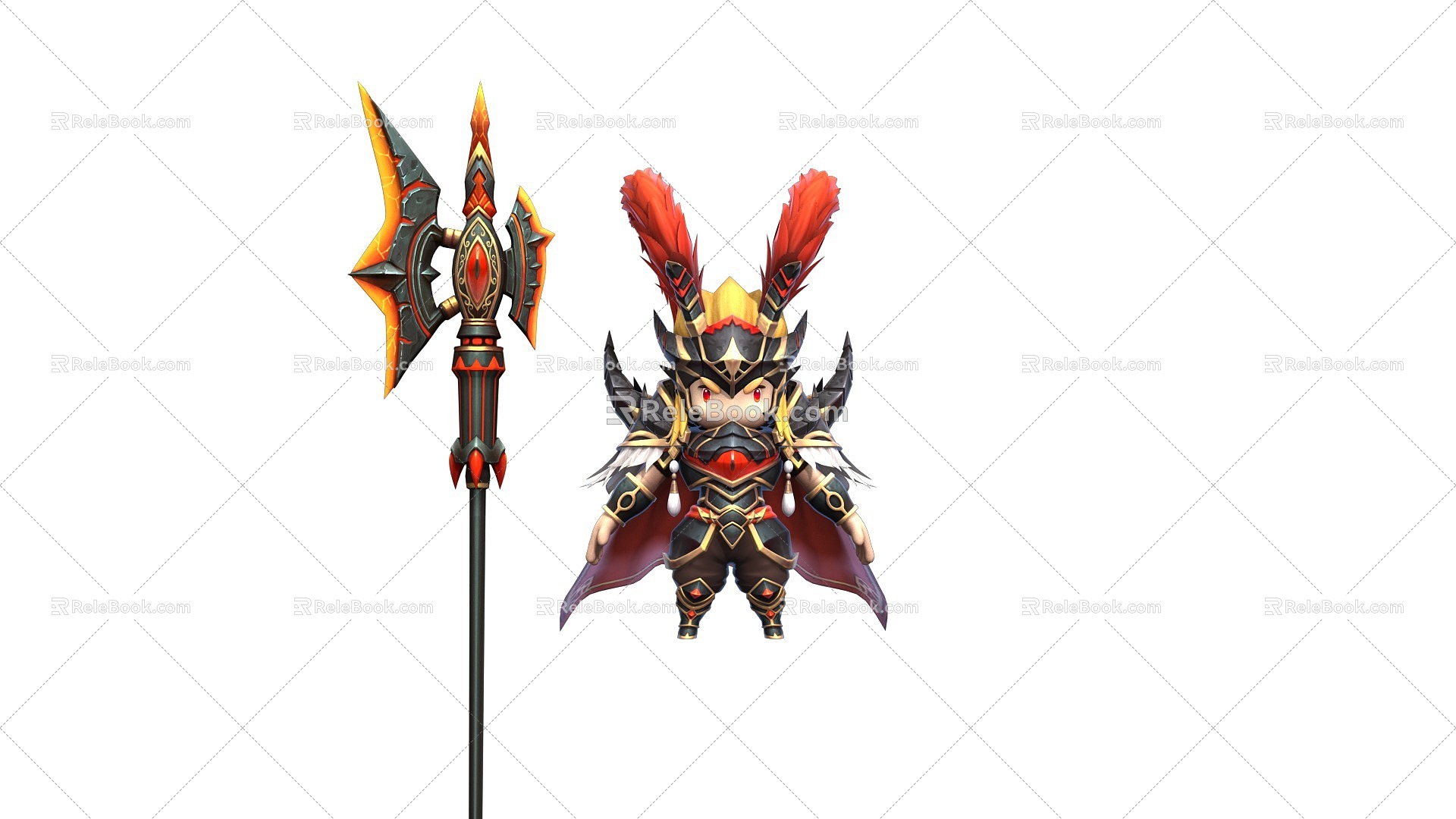 Q version of the three kingdoms cartoon lyu3 bu4 warrior 2014127139 3d model