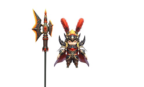 Q version of the three kingdoms cartoon lyu3 bu4 warrior 2014127139 3d model