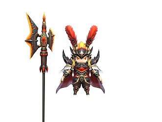 Q version of the three kingdoms cartoon lyu3 bu4 warrior 2014127139 3d model