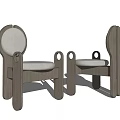 Modern Wooden Frame Leisure Chairs With White Padded Seat And Unique Backrest Design