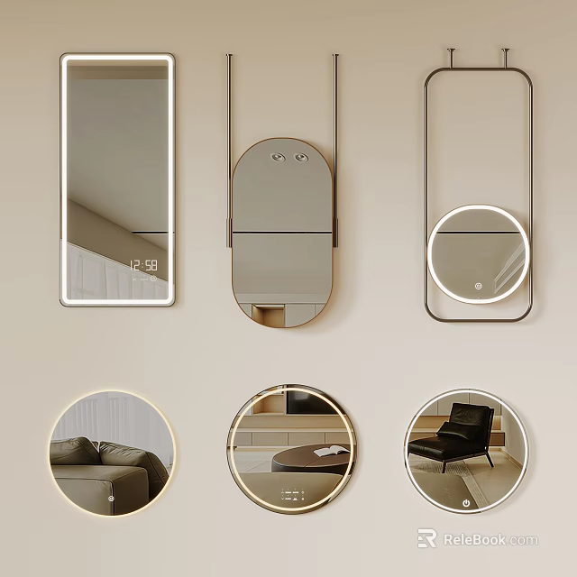 Modern Decorative Mirrors With Various Shapes And Wall Mounted Designs For Home 3d model 