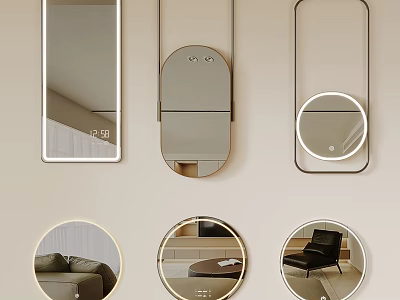 Modern Decorative Mirrors With Various Shapes And Wall Mounted Designs For Home 3d model