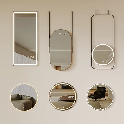 Modern Decorative Mirrors With Various Shapes And Wall Mounted Designs For Home 3d model