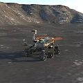 Mars Rover Exploring Barren Martian Surface With Rocky Mountainous Terrain 3d model