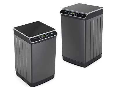 Two Modern Gray Washing Machines With Digital Control Panels And Sleek Design 3d model