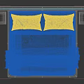 Modern Tufted Double Bed With Upholstered Headboard And Wooden Nightstand