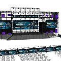 Outdoor Stage Setup With Lighting Equipment Screens And White Seating Arrangement