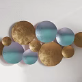 Circular Metallic Wall Decor With Gold Turquoise Various Sizes Modern Arrangement On Wall