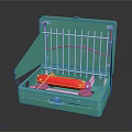 Green Kitchen Appliance Featuring Red Roller And Metal Grid For Dough Pressing