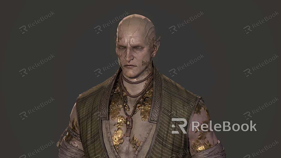 bald foreigner medieval mage game character anime character model