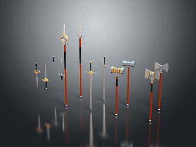 Cold weapons Sword Axe Hook Fork Spear Trident Melee Weapon Military 3d model