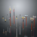 Cold weapons Sword Axe Hook Fork Spear Trident Melee Weapon Military 3d model
