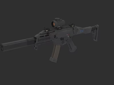 Black Modern Tactical Rifle With Scope Rail System And Tactical Grip 3d model