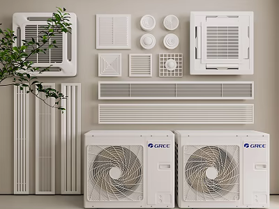 GREE Air Conditioner Air Outlets And Outdoor Units With Various Panel Designs 3d model