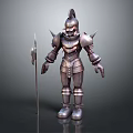 Medieval Armor Character Standing With Metallic Spear And Spiked Design 3d model