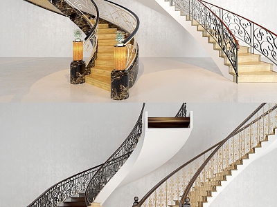 European Stair Combination Stair Iron Stair model