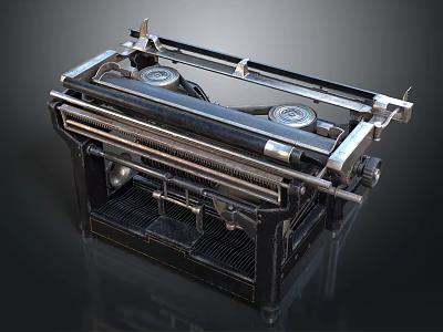 Vintage Typewriter Classic Design With Metal Frame And Antique Office Supplies 3d model