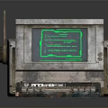 Vintage Retro Computer With Green Screen And Worn Keyboard Weathered Design