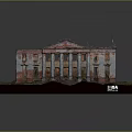 Architectural Replica Model Of Classical Ruined Building With Columns On Base 1104