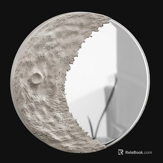 Modern Circular Wall Decor With Moon Surface Texture And Mirror Finish Design 3d model 