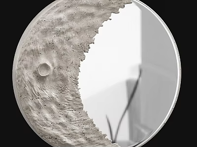 Modern Circular Wall Decor With Moon Surface Texture And Mirror Finish Design 3d model