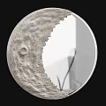 Modern Circular Wall Decor With Moon Surface Texture And Mirror Finish Design 3d model