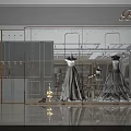 Elegant Bridal Shop Window Display With White Wedding Dresses On Mannequins