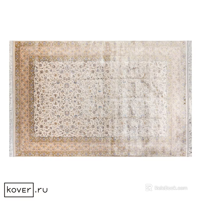 Square Carpet With Intricate Floral Pattern And Neutral Tones For Home Decor 3d model 