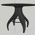 Round Marble Top Dining Table With Stylish Black Curved Legs Design