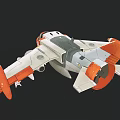 Animated Cartoon Fighter Jet With Cockpit Wings And Orange White Gray Design