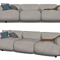Modern three-seat sofa fabric multi-person sofa 3d model