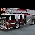 Functional Firefighting Vehicle With Red And White Exterior Ladder And Emergency Equipment