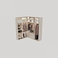Modern Wardrobe Interior With Hanging Clothes Folded Clothes Bags Shoes And Drawers