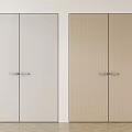 Modern Double Doors With Light Gray And Light Wood Panels And Metal Handles