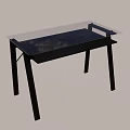 Modern Glass Top Desk With Black Metal Frame And Sleek Design Structure