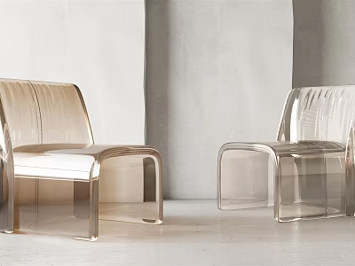 Sleek Modern Transparent Acrylic Lounge Chair With Curved Design And Clear Frame Structure 3d model