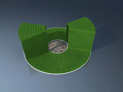 Modern Green Swing Door Design With Perforated Panels And Circular Base 3d model
