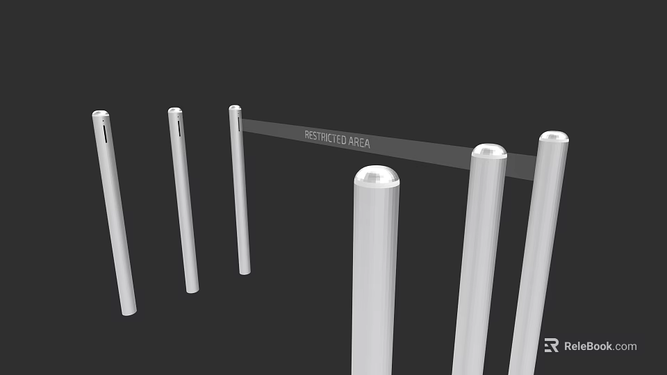 White Cylindrical Weapon Structure Featuring Trigger Bar And Vertical Pillars 3d model 
