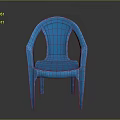 Modern Stylish Blue Plastic Chair With Curved Backrest And Armrests Design