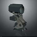 Modern Electronic Industrial Appliance With Mechanical Base Cooling Fins And Rotating Motor Design